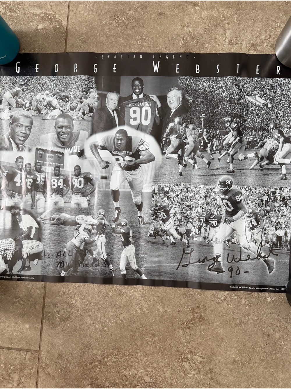 Vintage 1997 George Webster Spartan Legend Michigan State Poster 24x36 MSU‎ Rare